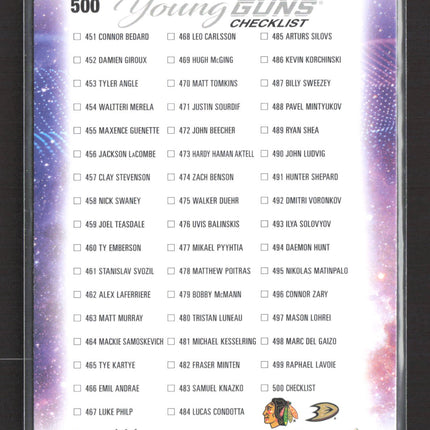 2024 Upper Deck Series 2 Young Guns Leo Carlsson Connor Bedard #500 Checklist
