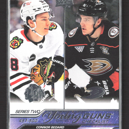 2024 Upper Deck Series 2 Young Guns Leo Carlsson Connor Bedard #500 Checklist