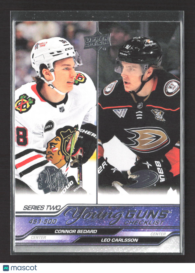 2024 Upper Deck Series 2 Young Guns Leo Carlsson Connor Bedard #500 Checklist