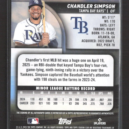 2025 Topps Stadium Club Chandler Simpson #SCBA-CSI RC Auto