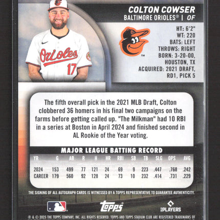2025 Topps Stadium Club Colton Cowser #SCBA-CCO Auto