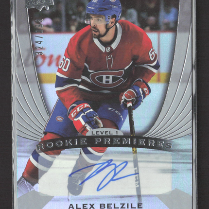 2020 Upper Deck Trilogy Rookie Premieres Alex Belzile #61 Level 324/399 Auto