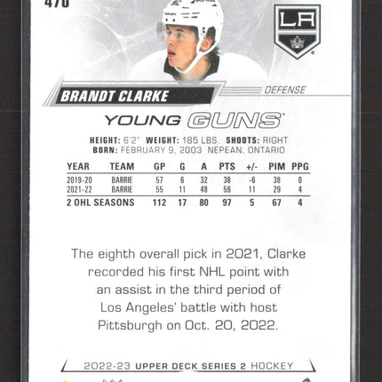 2023 Upper Deck Series 2 Young Guns Brandt Clarke #470