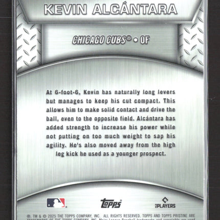 2025 Topps Pristine Plated and Polished Kevin Alcántara #PP-28 Purple RC 02/99