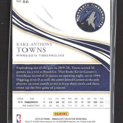 2020 Panini Immaculate Collection Karl-Anthony Towns #86 05/99