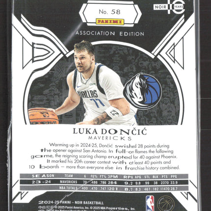 2025 Panini Noir Association Edition Luka Doncic #58 /49