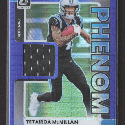 2025 Panini Donruss Optic Prizm Phenom Tetairoa McMillan #RPBH-TMN Blue Jersey