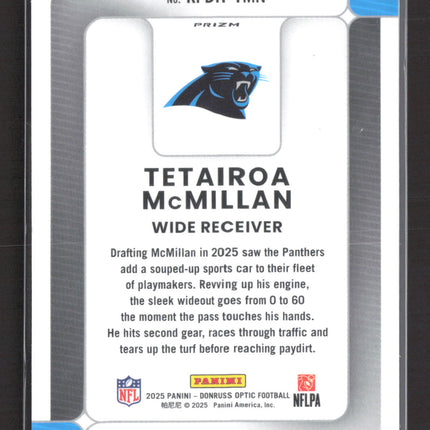 2025 Panini Donruss Optic Prizm Phenom Tetairoa McMillan #RPBH-TMN Blue Jersey