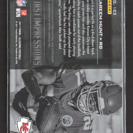 2017 Panini Illusions First Impressions Kareem Hunt #123 Jersey Auto