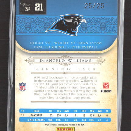 2012 Panini Playoff National Treasures Century DeAngelo Williams #21 /25