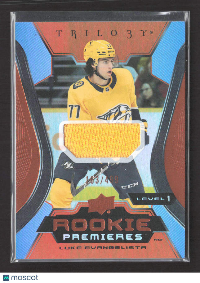 2024 Upper Deck Trilogy Rookie Premieres Luke Evangelista #136 Jersey 163/499