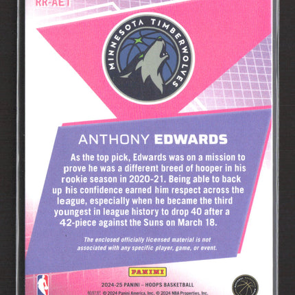 2024 Panini NBA Hoops Rookie Remembrance Anthony Edwards #RR-AET Jersey