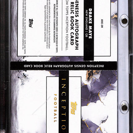2024 Topps Inception Football Drake Maye #ARBC-DM Relic Book Card RC Auto /75