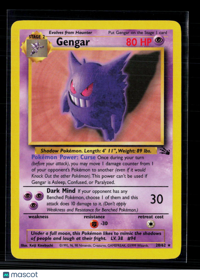 Pokemon 1999 Fossil Gengar #20/62