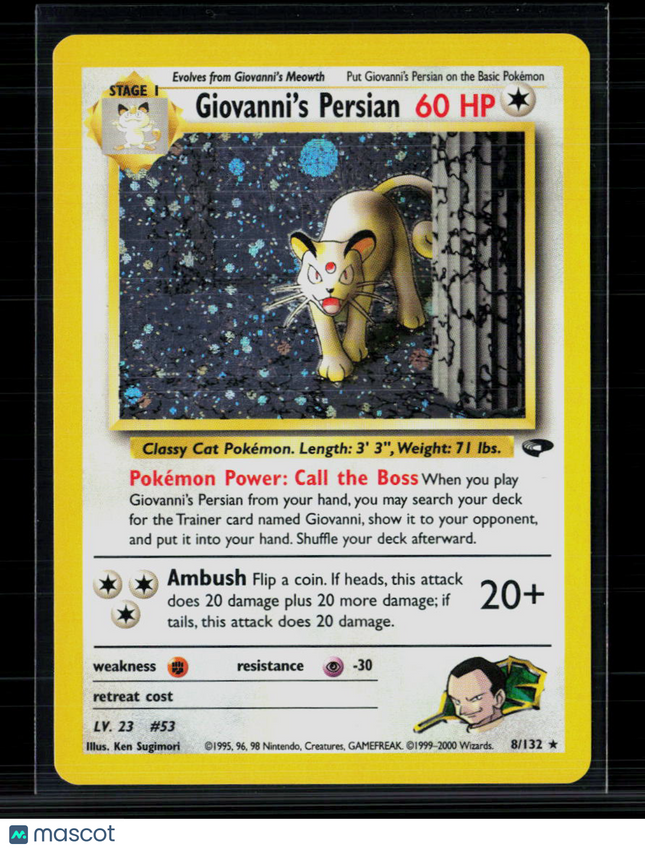 Pokemon 2000 Gym Challenge Giovanni's Persian #8/132