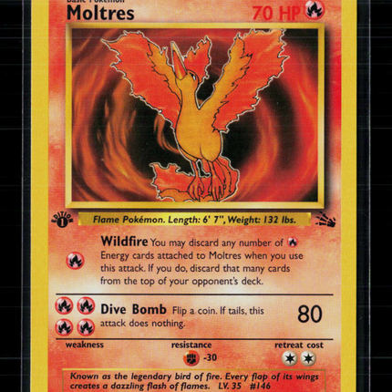 Pokemon 1999 Fossil Moltres 1st Edition #27/62