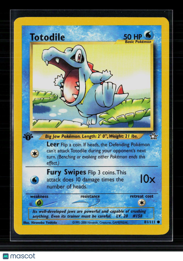 Pokemon 2000 Neo Genesis Totodile 1st Edition #81/111