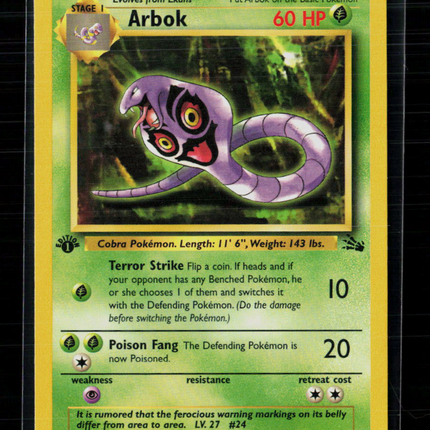 Pokemon 1999 Fossil Arbok 1st Edition #31/62