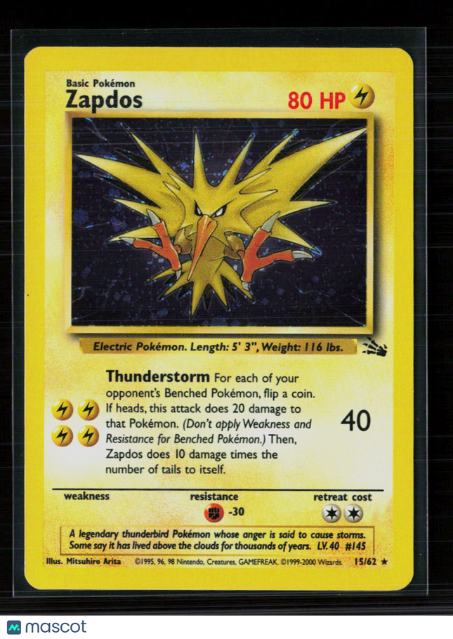 Pokemon 1999 Fossil Zapdos #15/62