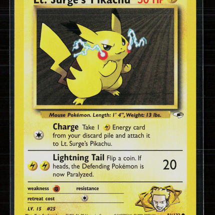 Pokemon 2000 Gym Heroes LT. Surge's Pikachu #81/132