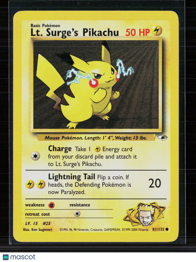 Pokemon 2000 Gym Heroes LT. Surge's Pikachu #81/132