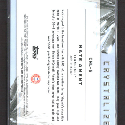 2025 Bowman Chrome University Crystallized Nate Ament #CNL-5