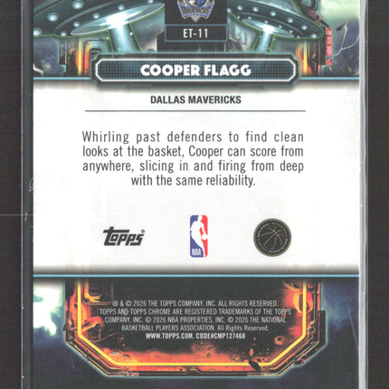 2026 Topps Cosmic Chrome Basketball Cooper Flagg #ET-11 RC