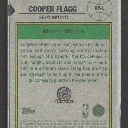 2025 Topps Bowman Chrome Rookie of the Year Favorites Cooper Flagg #RY-1 RC