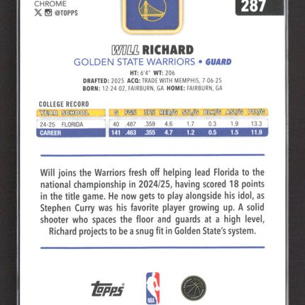 2025 Topps Chrome Will Richard #287 Orange Wave /25 RC