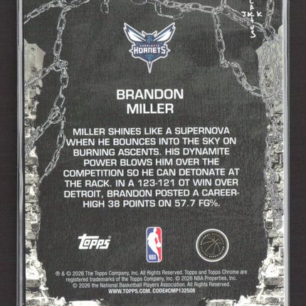2026 Topps Chrome Cactus Jack Brandon Miller #22 Gold /50