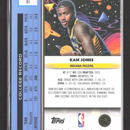 2026 Topps Chrome Kam Jones #31 Green Speckle RC /75