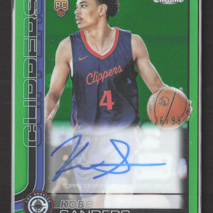 2025 Topps Chrome Basketball Kobe Sanders #TCAR-KS Green 26/99 RC Auto