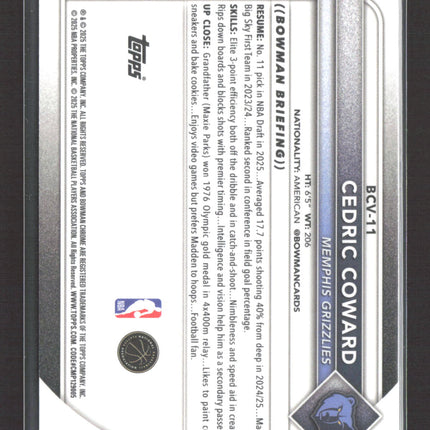 2025 Bowman Chrome Cedric Coward #BCV-11 Purple RC 013/199