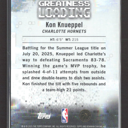2025 Bowman Chrome Greatness Loading Kon Knueppel #GL-4 Purple 153/250 RC