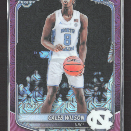 2025 Bowman Chrome University Caleb Wilson #BCP-83 Purple Mojo Refractor /299