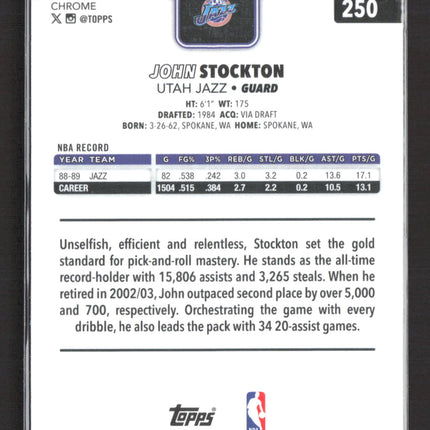 2025 Topps Chrome John Stockton #250 Purple 48/75