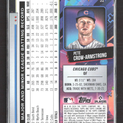 2024 Topps Chrome Cosmic Pete Crow-Armstrong #52 Purple Nucleus RC /150