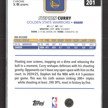 2025 Topps Chrome Stephen Curry #201 Pulsar