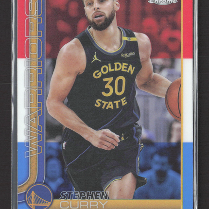 2025 Topps Chrome Stephen Curry #201 Red White Blue