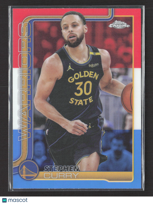 2025 Topps Chrome Stephen Curry #201 Red White Blue
