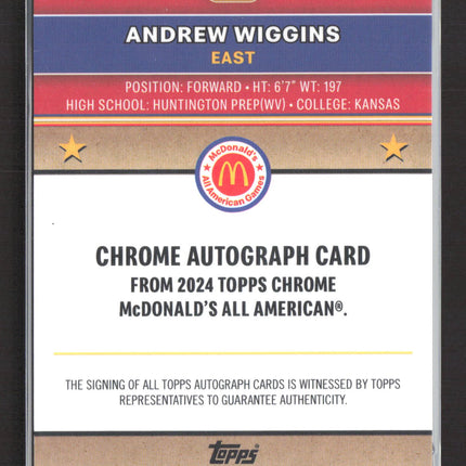 2024 Topps Chrome McDonald's All American Andrew Wiggins #86 Blue Wave Auto