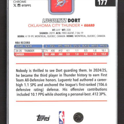 2025 Topps Chrome Luguentz Dort #177 Yellow 254/275