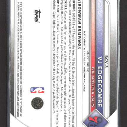 2025 Bowman Chrome VJ Edgecombe #BCV-3 Mojo Refractor RC
