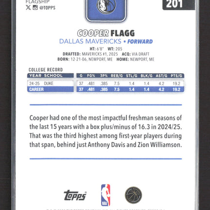 2025 Topps Flagship Cooper Flagg #201 RC