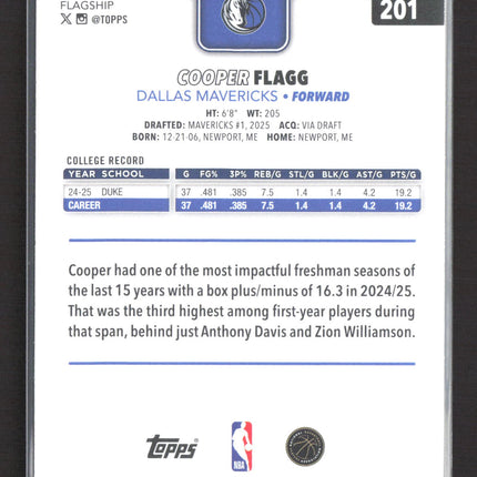 2025 Topps Flagship Cooper Flagg #201 RC