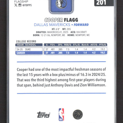 2025 Topps Flagship Cooper Flagg #201 RC