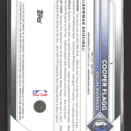 2025 Topps Bowman Cooper Flagg #1 RC