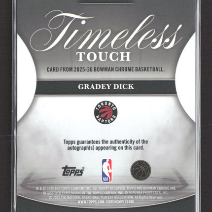 2025 Topps Bowman Chrome Timeless Touch Gradey Dick #TTA-GD  Auto