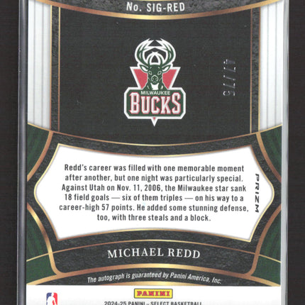 2025 Panini Select Signatures Michael Redd #SIG-RED Prizm 47/75 Auto