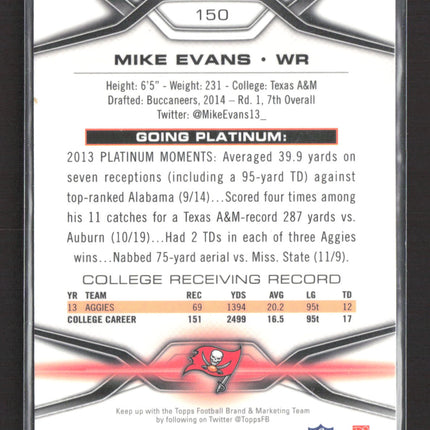2014 Topps Platinum Mike Evans #150 RC Orange
